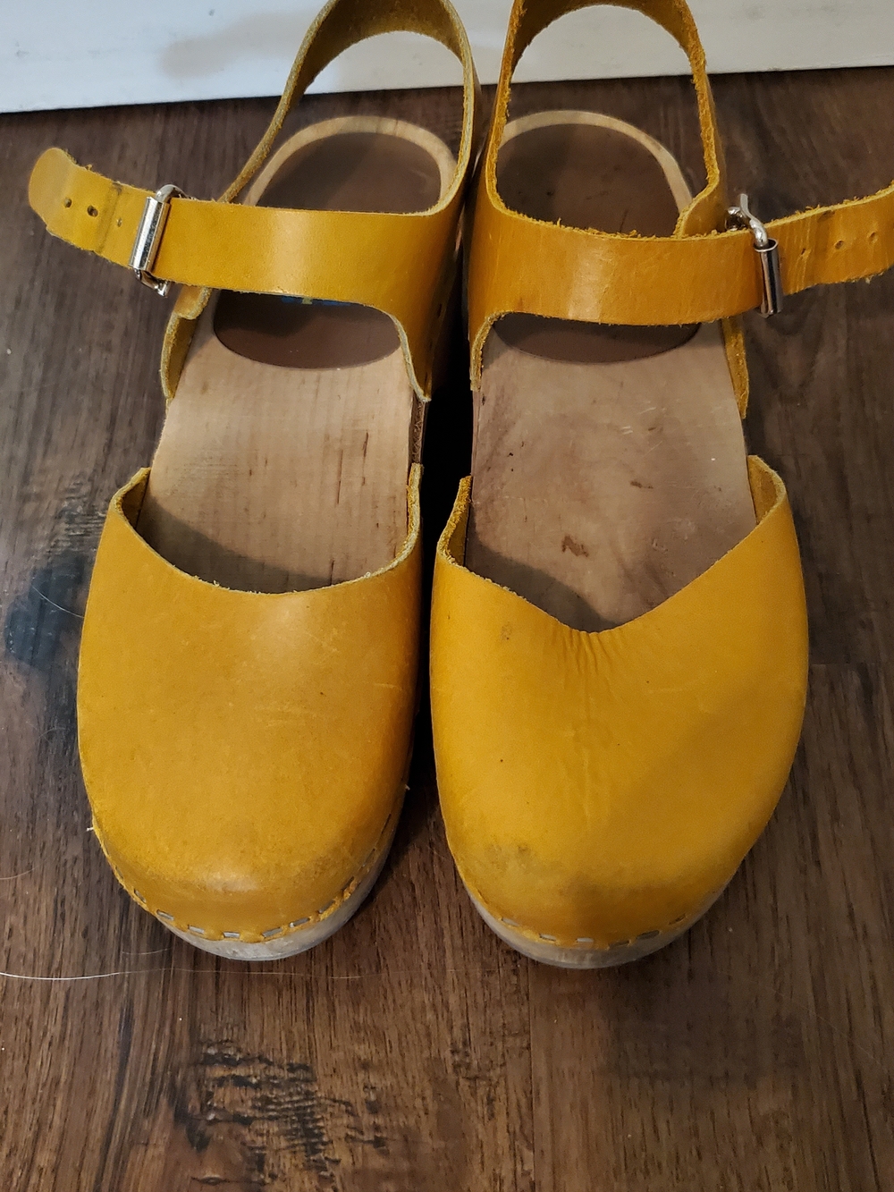 MIA Yellow Mary Jane Wood Clogs